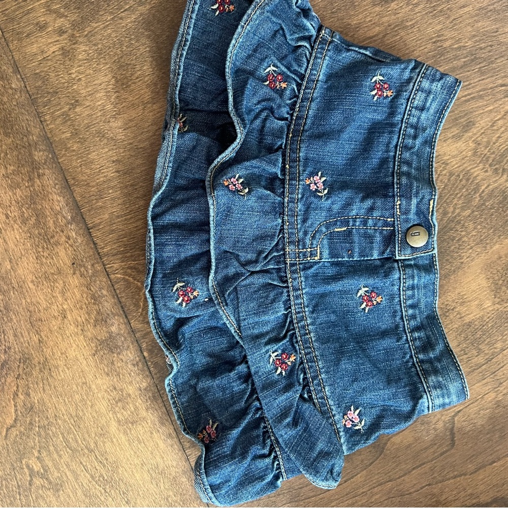 Gymboree Blue Denim Skirt with Gold Stitching